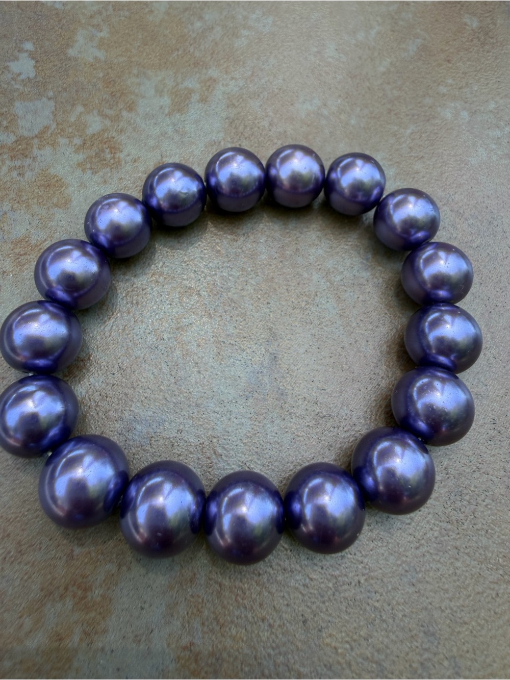 Elegant Purple Pearl Stretch Bracelet - Women Jewelry stretchy - Picture 3 of 4